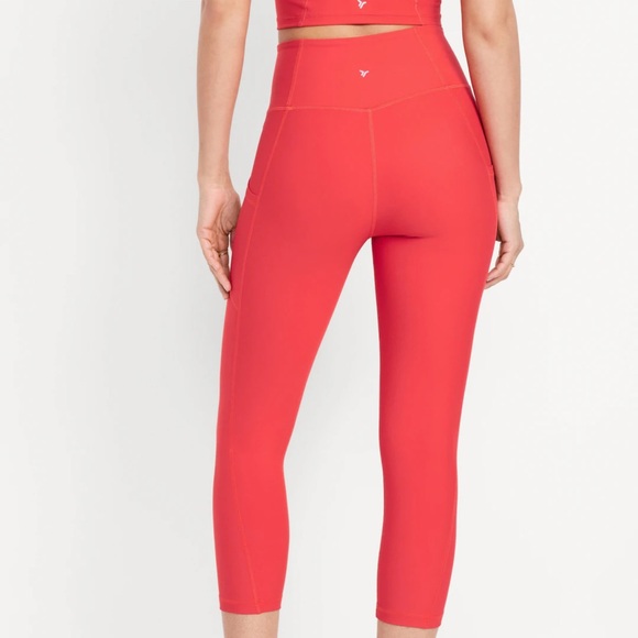 NWT OLD NAVY High-Waisted PowerSoft Crop Legging: Cherry Tomato Size Medium - Picture 2 of 7